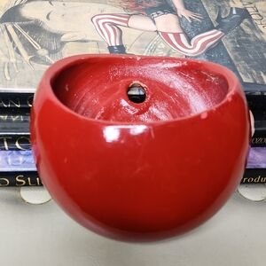 Vintage Red ceramic hand made Mexican Pottery planter or wall planter pouch